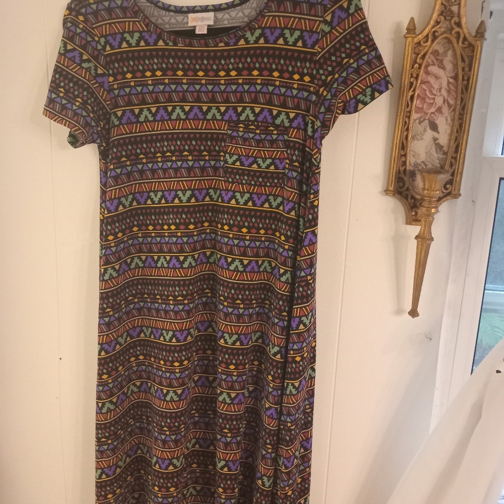 LuLaRoe Red and Blue Casual Sundress Super Fun Print Grometric Very Cool Lularoe